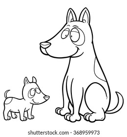 Vector illustration of Cartoon Dog - Coloring book