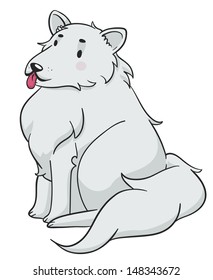 Vector illustration of a cartoon dog. It's fluffy and cute.