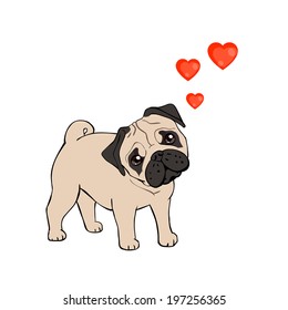 Vector illustration of cartoon dog in love