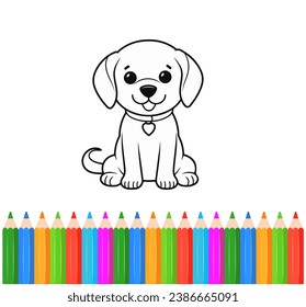 Vector illustration of a cartoon dog on a white background for coloring.	