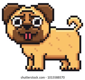 Ilustração vetorial de Cartoon Dog pug - Pixel design