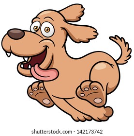 Vector Illustration Of Cartoon Dog Running