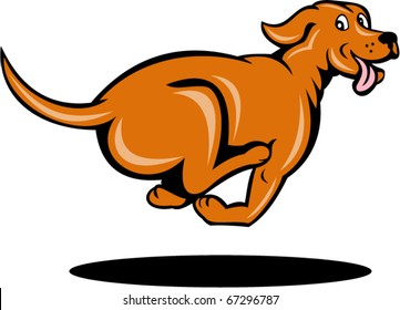 Vector Illustration Of A Cartoon Dog Running Side View