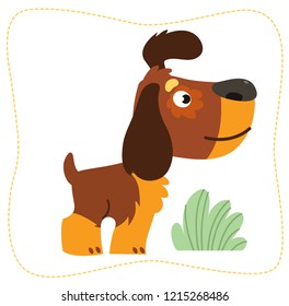 Vector illustration. Cartoon dog: spaniel. Isolated on white background.