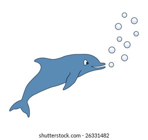 Vector illustration of a cartoon dolphin.