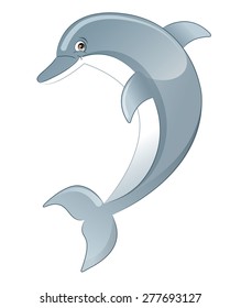 Vector illustration of a cartoon dolphin.