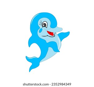 Vector illustration of a cartoon dolphin with a smile