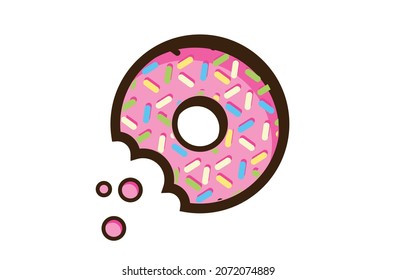 vector illustration of cartoon of donut with strawberry flavor