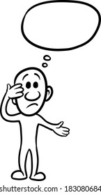 Vector illustration of cartoon doodle small person - feeling frustration. Easy-edit layered vector EPS10 file scalable to any size without quality loss.