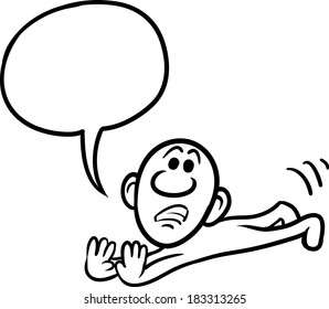Vector illustration of cartoon doodle small person - falling down. Easy-edit layered vector EPS10 file scalable to any size without quality loss.