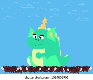 Vector illustration. The cartoon Dragon. 