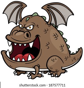 Vector illustration of Cartoon dragon