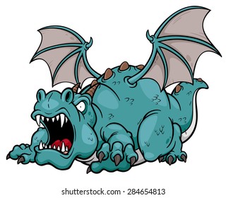 Vector illustration of cartoon dragon