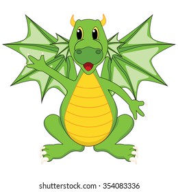 Vector illustration. Cartoon dragon.