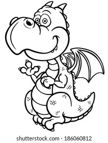 Vector illustration of Cartoon dragon - Coloring book