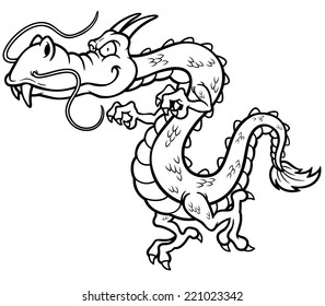 Vector illustration of Cartoon dragon - Coloring book