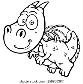 Vector illustration of Cartoon dragon - Coloring book