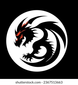 Vector illustration of cartoon dragon on white background