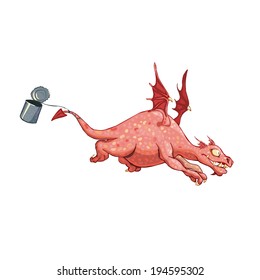 Vector illustration of cartoon dragon with tin