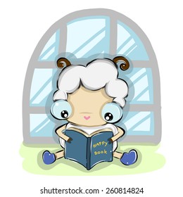 vector illustration of sheep?book cartoon drawing style
