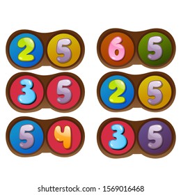 Vector illustration of cartoon drawn children`s numbers.