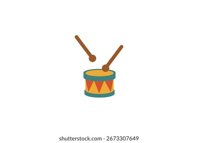 Ilustración vectorial de tambor de dibujos animados con palos	