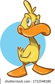 vector illustration of cartoon duck