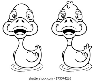 Vector illustration of Cartoon Duck - Coloring book