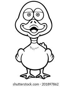 Vector illustration of Cartoon Duck - Coloring book