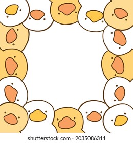 Ilustración vectorial del diseño del marco del pato de dibujos animados en fondo blanco