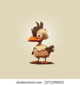 Ilustración vectorial de un pato de dibujos animados sobre un fondo luminoso