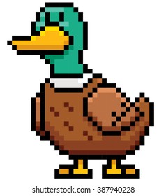 Vector illustration of cartoon Duck - Pixel design