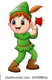 Vector illustration of Cartoon dwarf miner