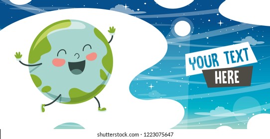 Vector Illustration Of Cartoon Earth