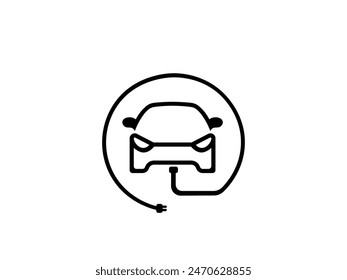 Vector illustration of cartoon electric car for logo