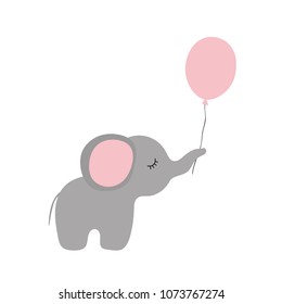 Vector illustration of cartoon elephant with balloon
