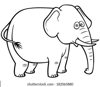 Vector illustration of Cartoon Elephant - Coloring book
