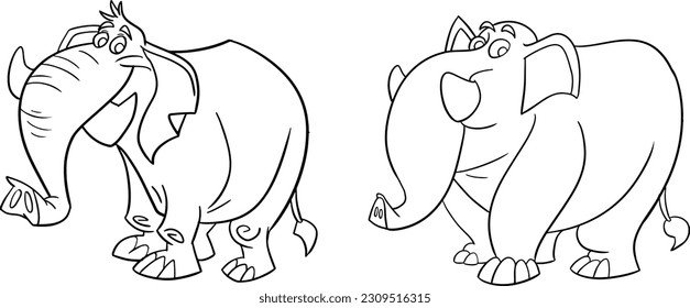 Vector illustration of cartoon elephant . Coloring book or page for kids. Doodle style. Outline vector illustration for coloring book. Vector sheet icon.