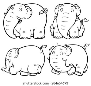 Vector illustration of Cartoon Elephant - Coloring book