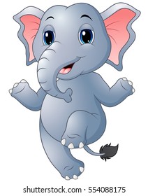 Vector illustration of Cartoon elephant dancing