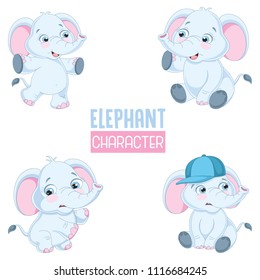 Vector Illustration Of Cartoon Elephants