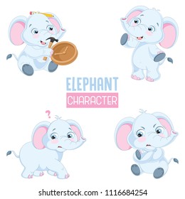 Vector Illustration Of Cartoon Elephants