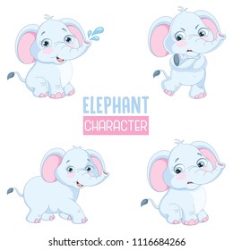 Vector Illustration Of Cartoon Elephants