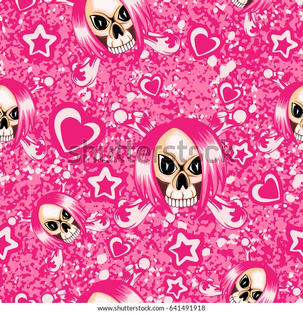 Vector Illustration Cartoon Emo Girl Skull 库存矢量图（免版税）641491918 Shutterstock 