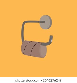 Desenho animado de ilustração vetorial de um rolo de papel higiênico vazio no suporte, representando a última folha e conceito de incidente humorístico do banheiro
