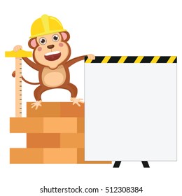 Vector Illustration of Cartoon Engineer Monkey