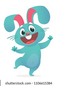 A vector illustration of cartoon  excited bunny rabbit hopping