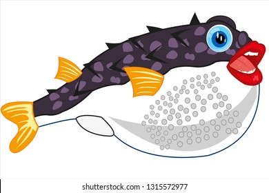 Vector illustration of the cartoon of exotic fish fugue