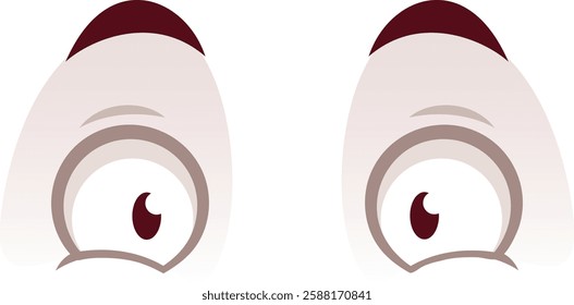 Vector illustration of cartoon eyes with raised eyebrows, conveying surprise and curiosity. The minimalist design uses simple lines and shades to create an expressive and playful look
