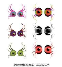 Vector illustration of vector cartoon eyes. Unusual, colorful, set, collection.